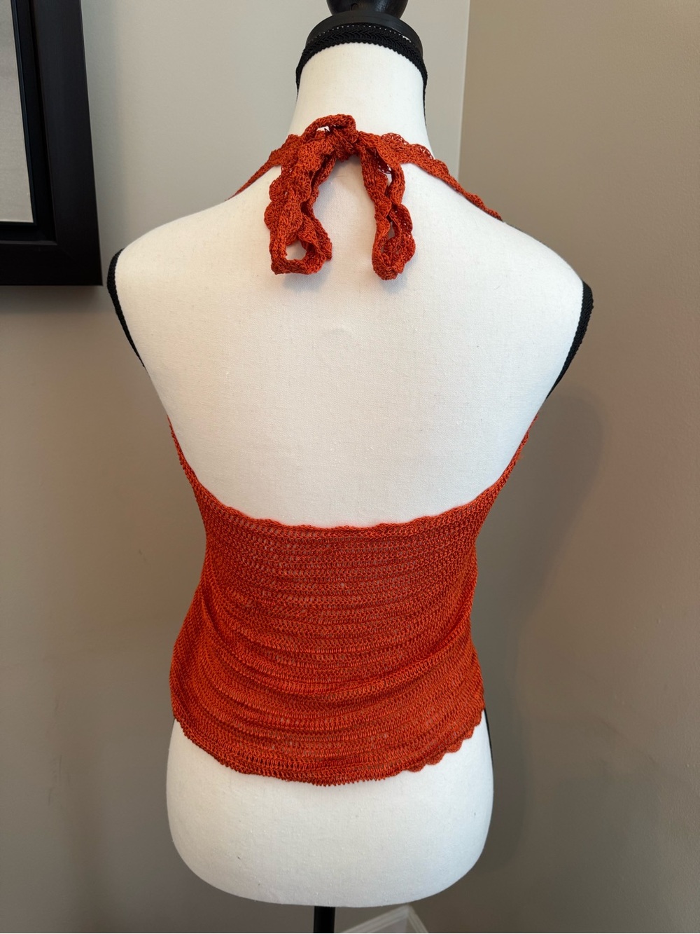 bebe Rust Orange Crochet Halter Tank Top - Picture 3 of 10